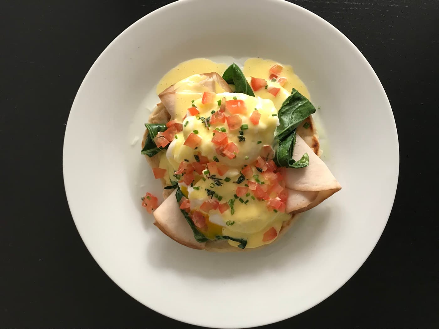 Eggs benedict with turkey