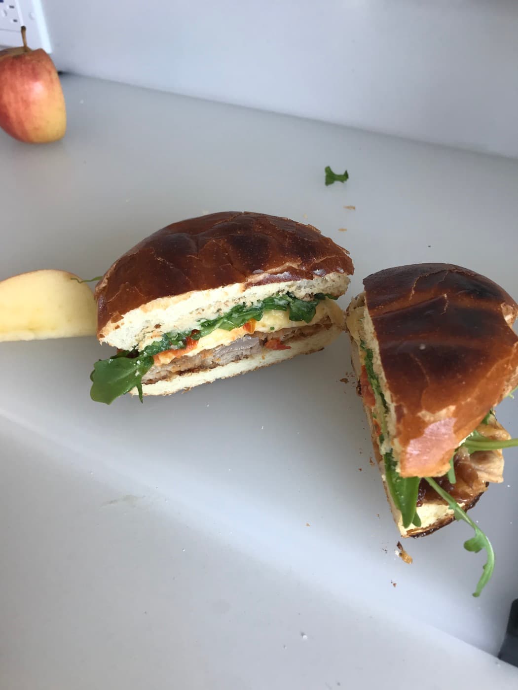 Homemade potato bread sandwich