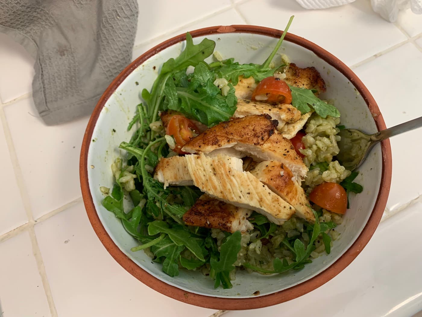 Pesto rice chicken grill