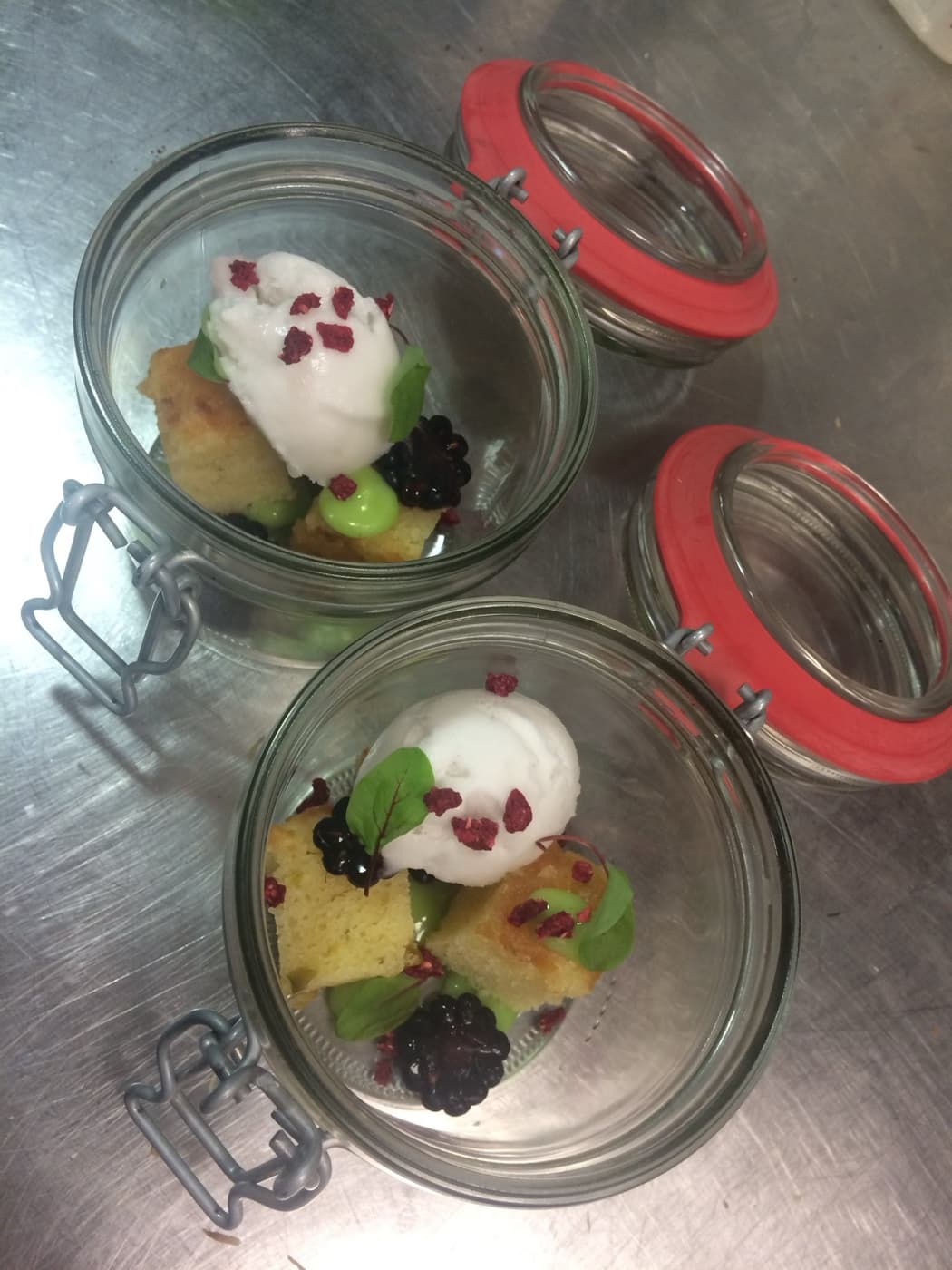 Sorbet and cake dessert