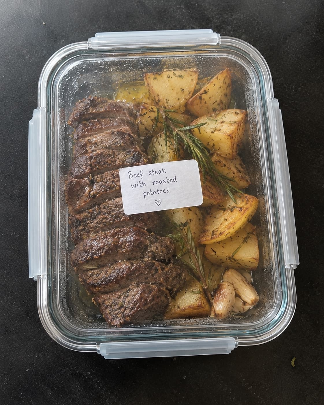 Beef steak with roasted potatoes