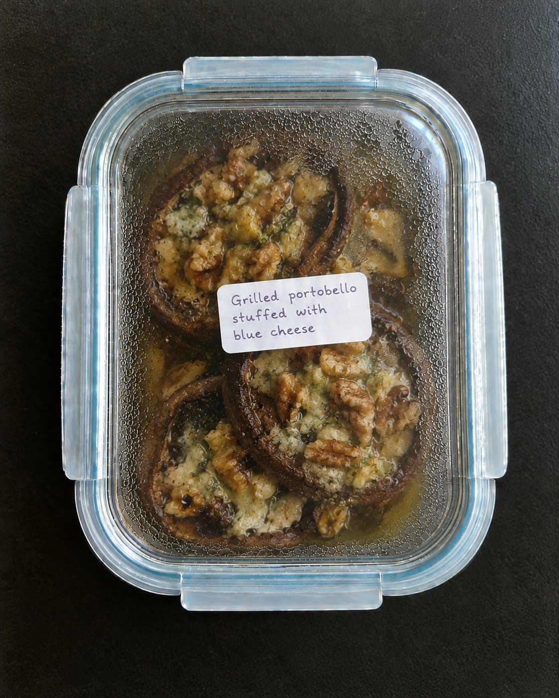 Grilled portobello stuffed with blue cheese