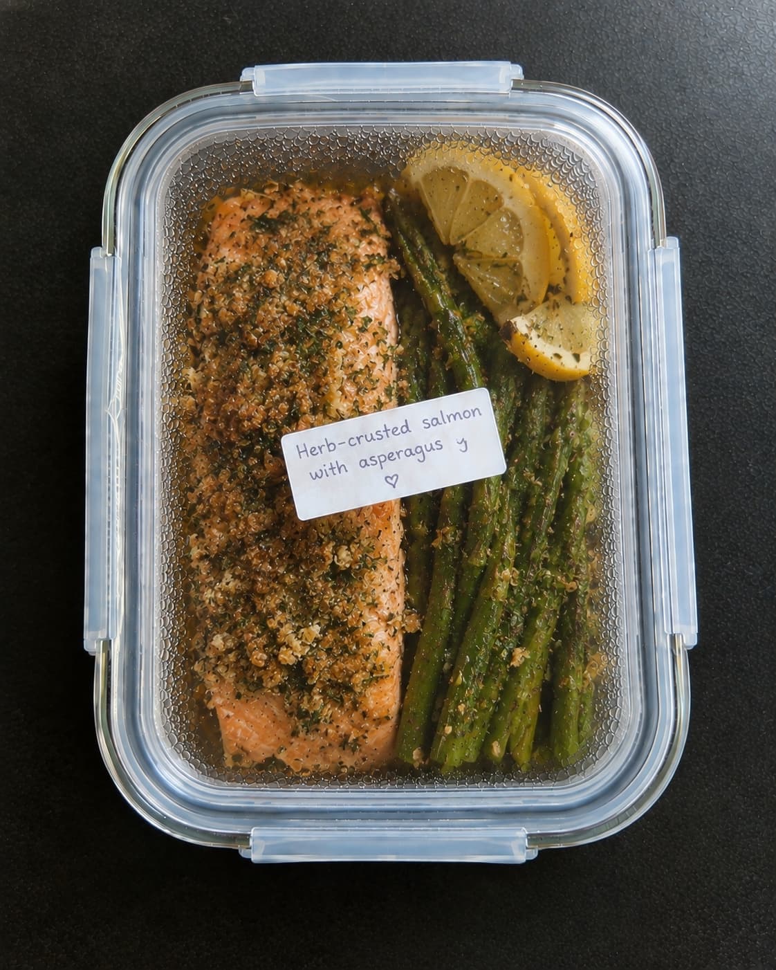 Herb-crusted salmon with asparagus