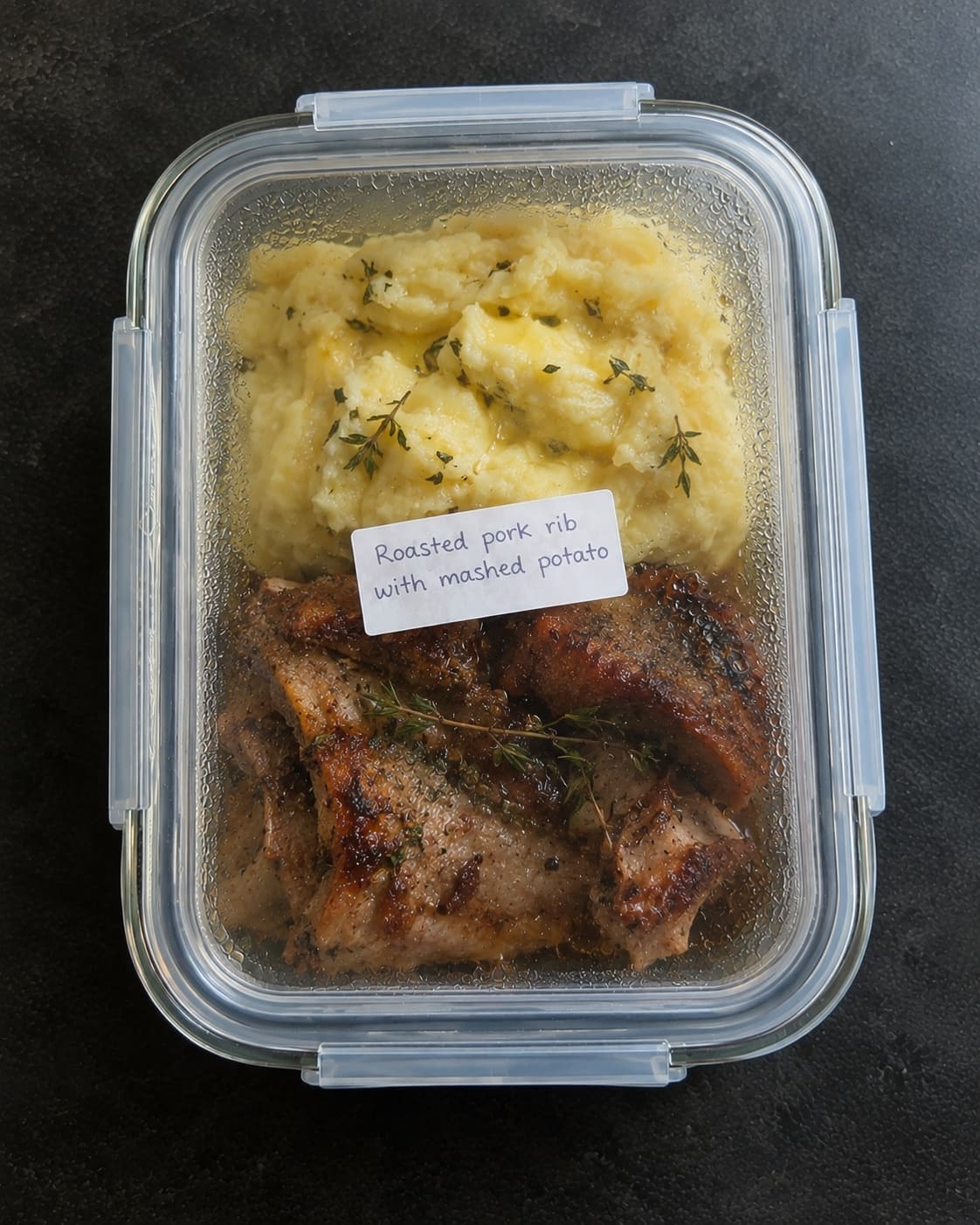 Roasted pork rib with mashed potato